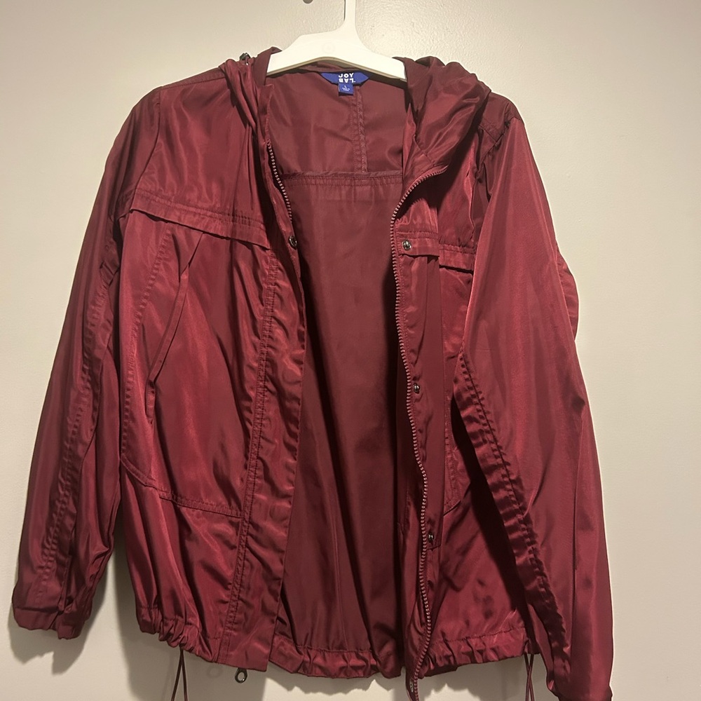 JoyLab Red Utility Jacket Lightweight Hooded Design